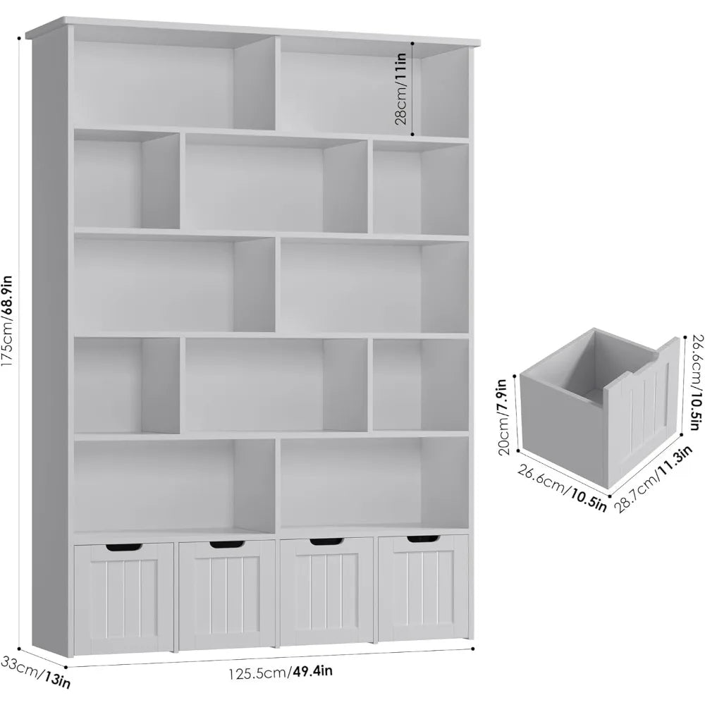 6 Tier Kids Toy Storage Organizer with Drawers and Cubbies 69" Tall