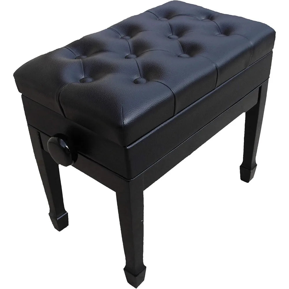 Genuine Leather Adjustable Artist Piano Bench Stool with Music Storage