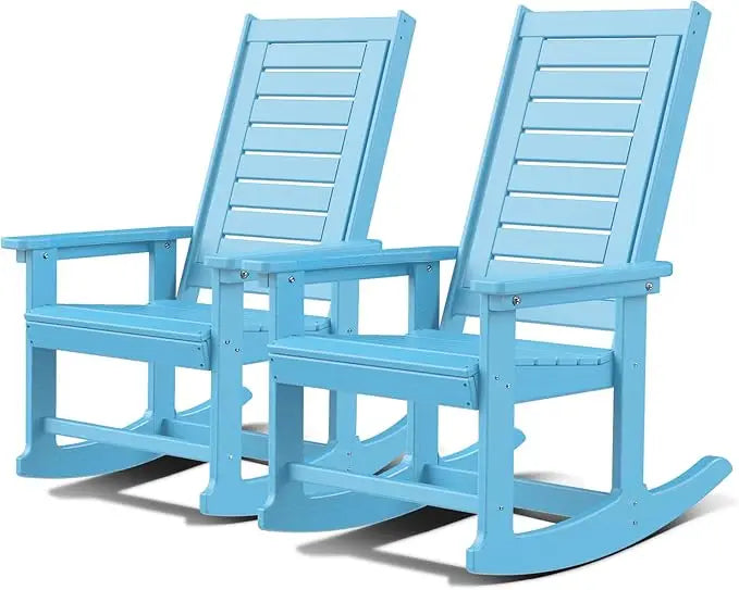 Outdoor Rocking Chairs Set of 2 HDPE Plastic Oversized Rockers