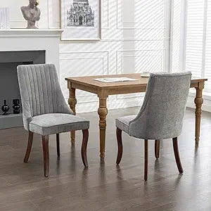 Modern Dining Chairs Set of 2 Upholstered Leisure Chairs Wood Legs