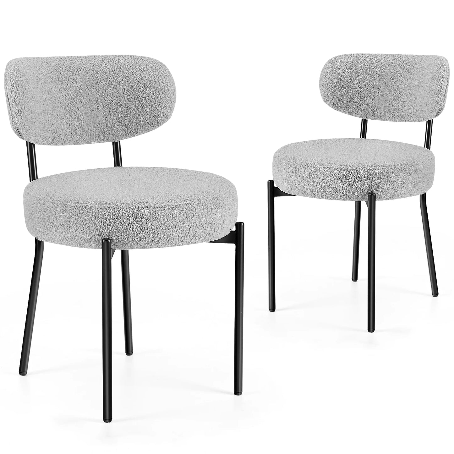 Ljustra Ergonomic Round Dining Chairs Set of 2 Plush Fabric Kitchen Chairs