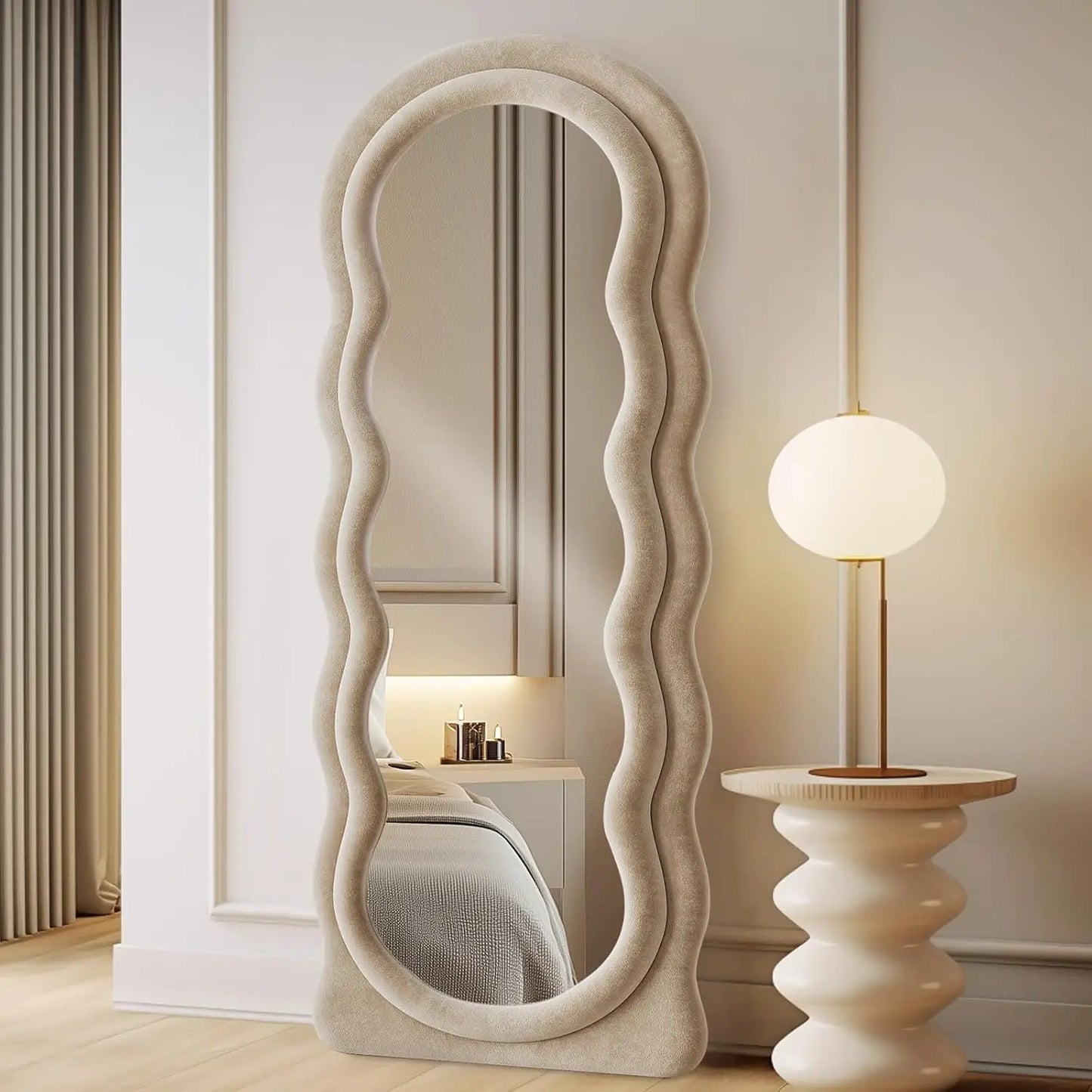 Full Length Arched Wavy Mirror 63"x24" Wall Mounted Floor Standing