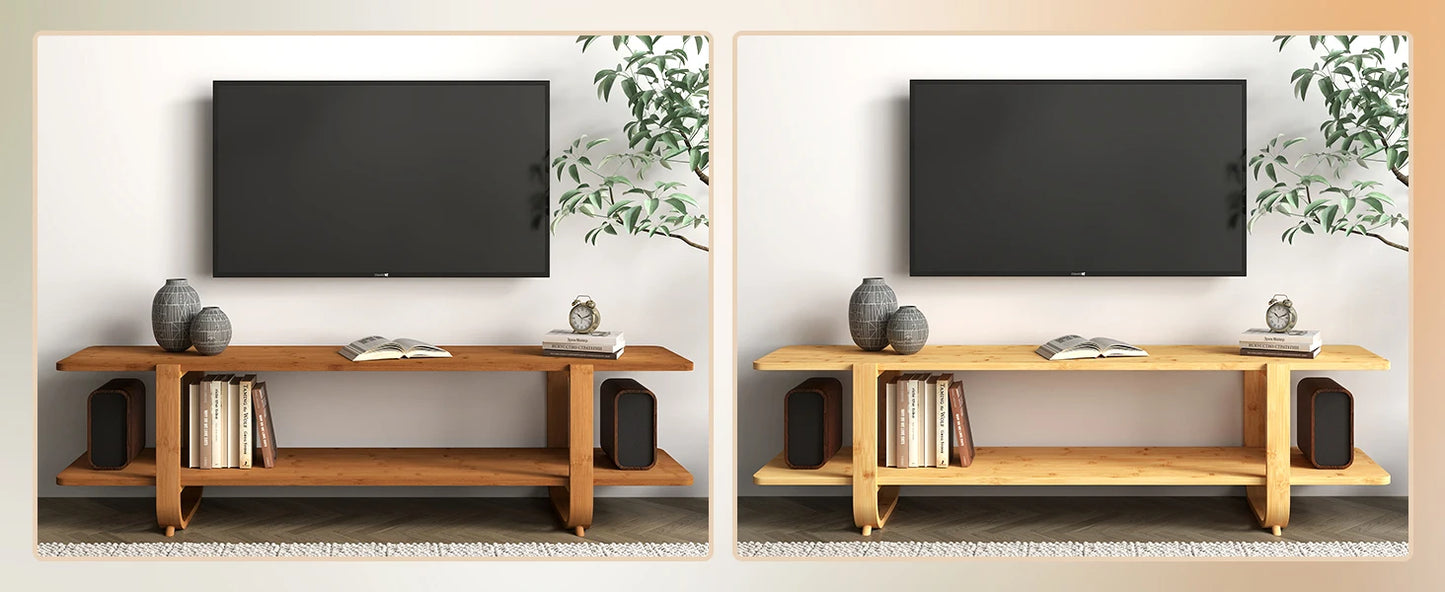 Bamboo TV Stand for 65'' TVs Modern Storage Accent Media Console
