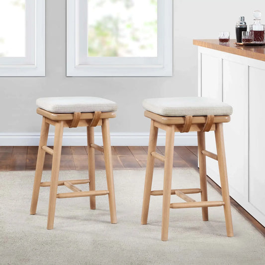 Springwood Barstool Set of 2 Counter Height Rubberwood Stools