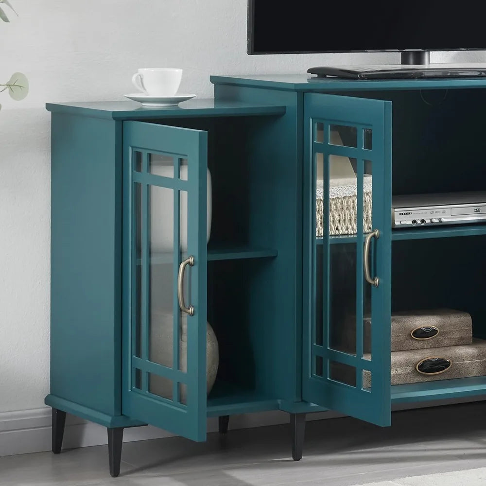 62 Inch Vintage Buffet Sideboard Cabinet Retro Console Table with Glass Doors