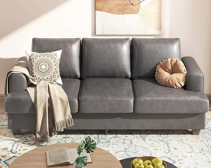 89" Bouclé Sofa Couch, Deep Seat Cloud 3 Seater Sofa with Storage & Wood Frame