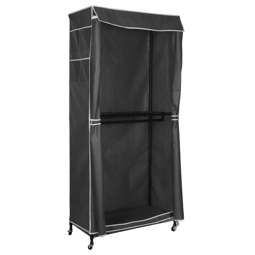 Portable Storage Closet with Wheels Heavy Duty Garment Rack with Cover
