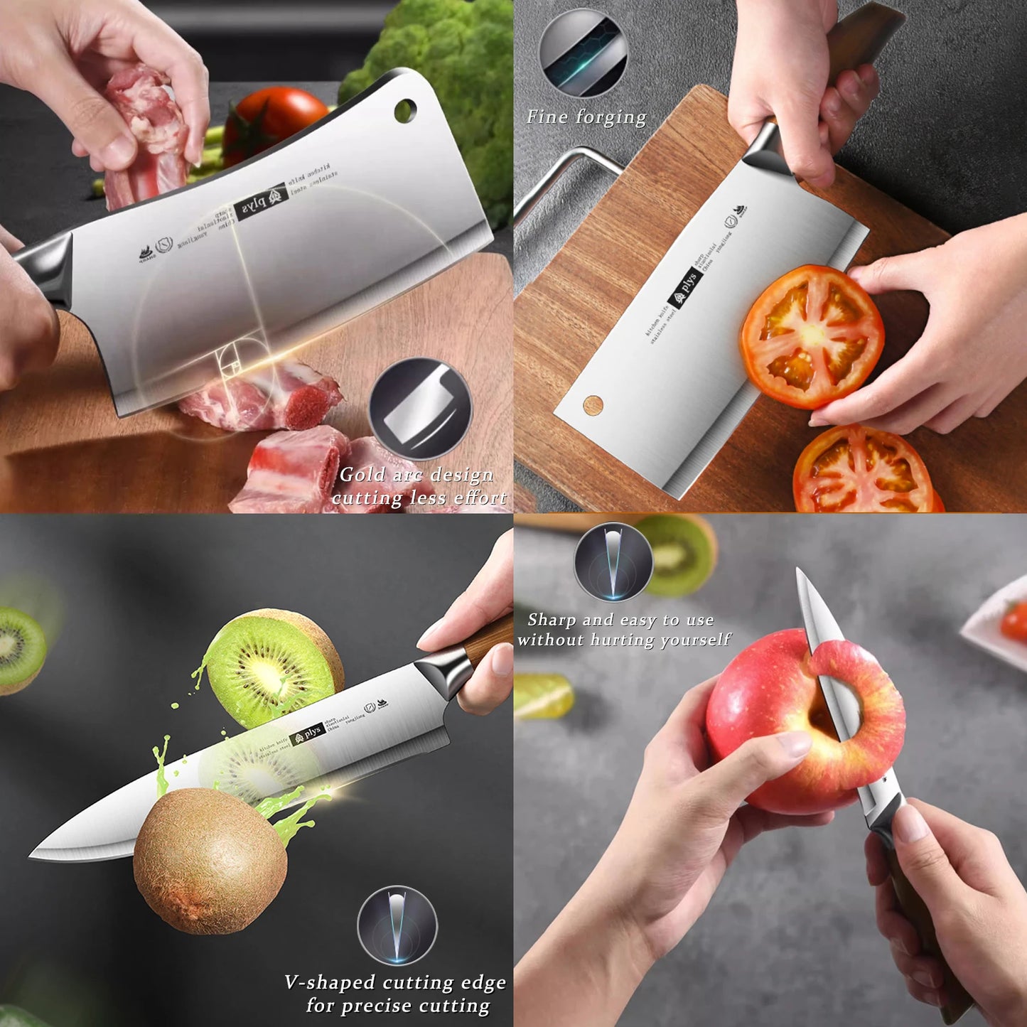 Professional Kitchen Knife Set 4-Piece Multi-Purpose Chef Knives