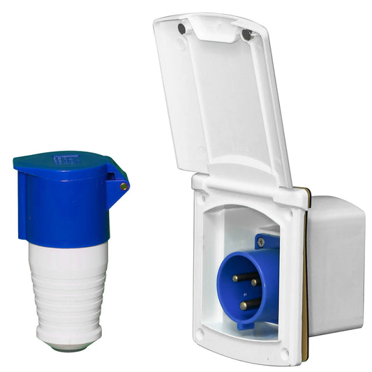 32 Amp RV Inlet Plug Outlet Box Kit Camper Shore Power Connector