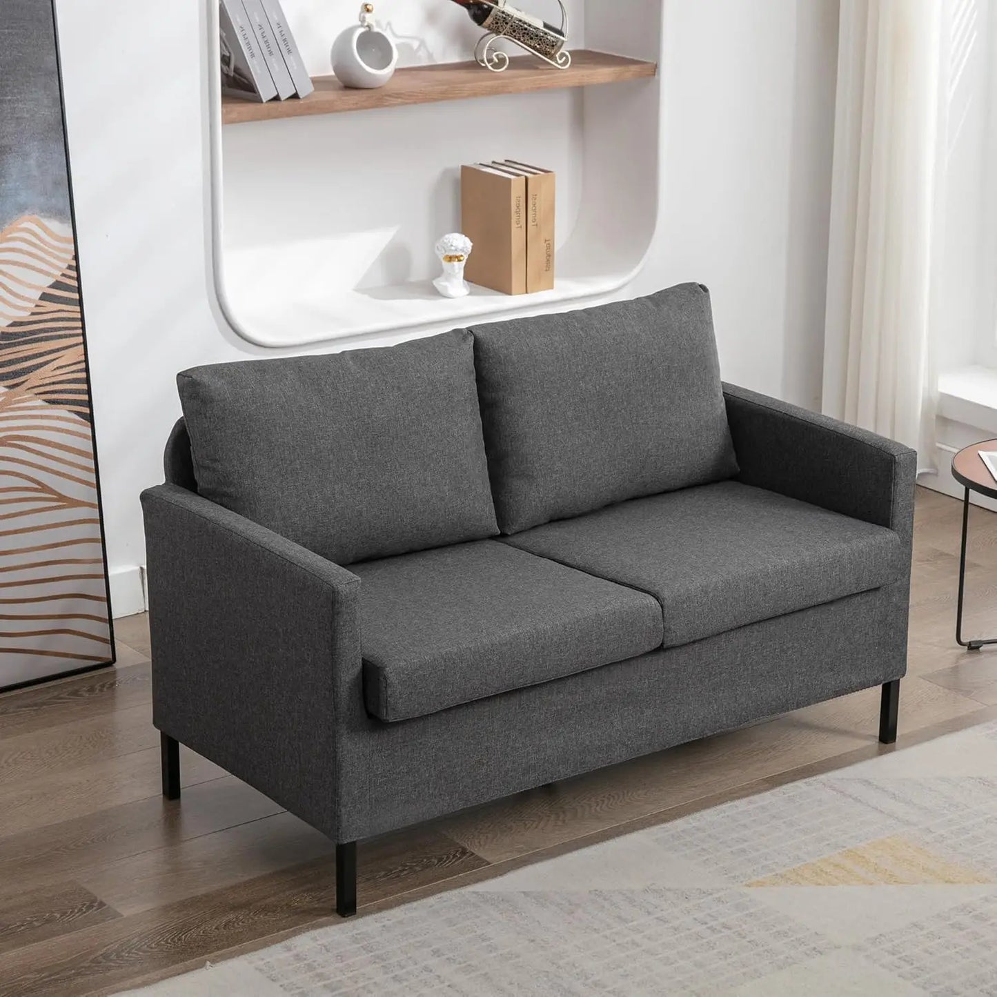 Modern Faux Leather Mini Couch Small Space Love Seat Sofa