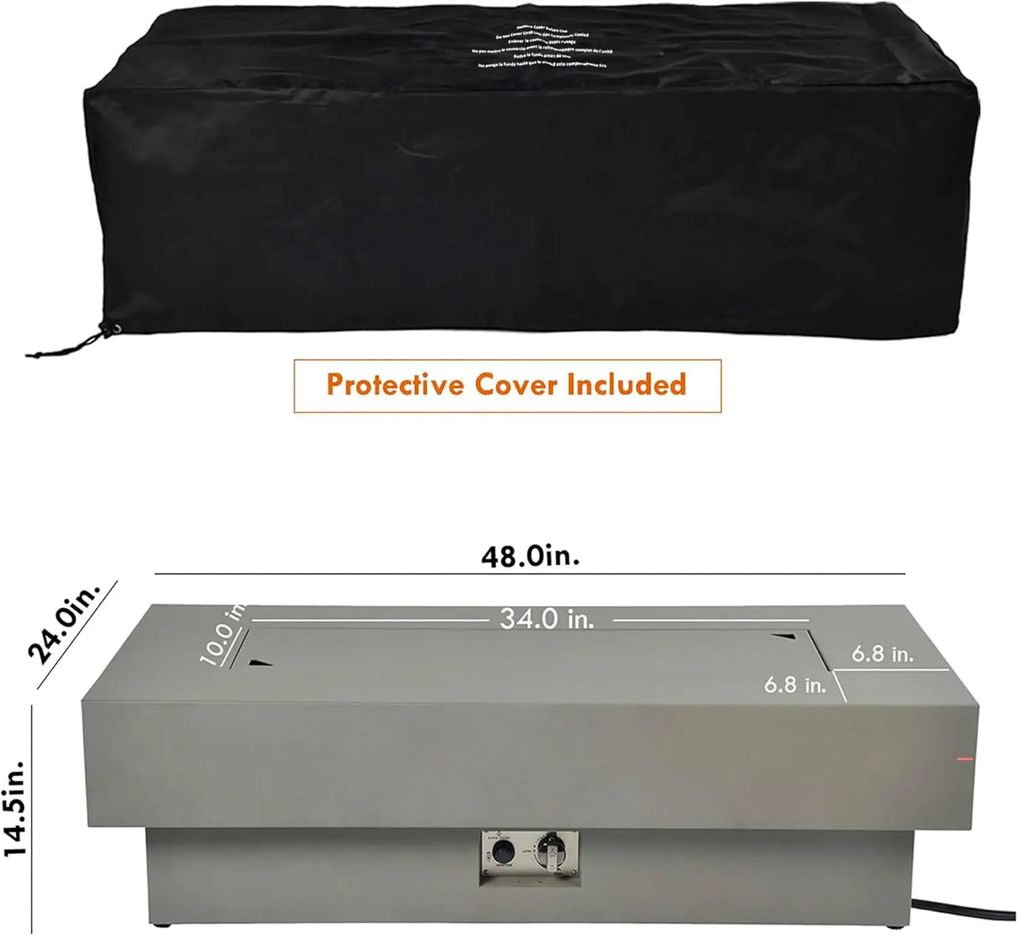 48 Inch Outdoor Fire Table Propane Fire Pit Modern Patio Heat Source