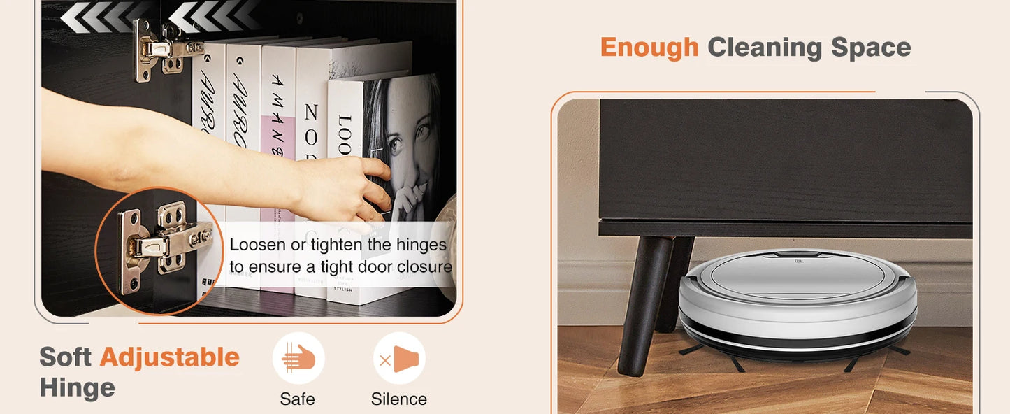 Ljustra Wooden Fireplace TV Stand for Up to 60 Inch Adjustable Shelf Storage