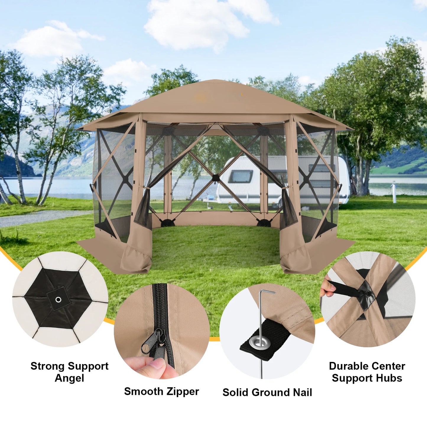 Ljustra Pop Up Gazebo Screen Tent 12x12 Camping with Removable Roof