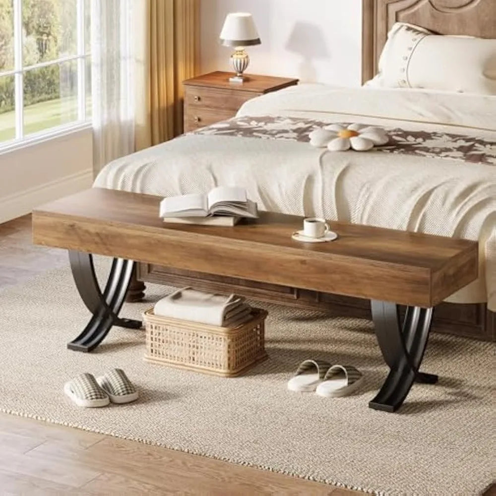 Ljustra Entryway Shoe Bench Industrial Style Long Stool Seating