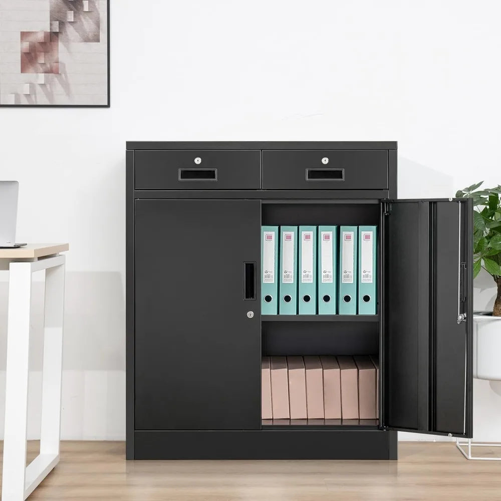 Metal Storage Cabinet 36 Inch Locking with Drawers Adjustable Shelf