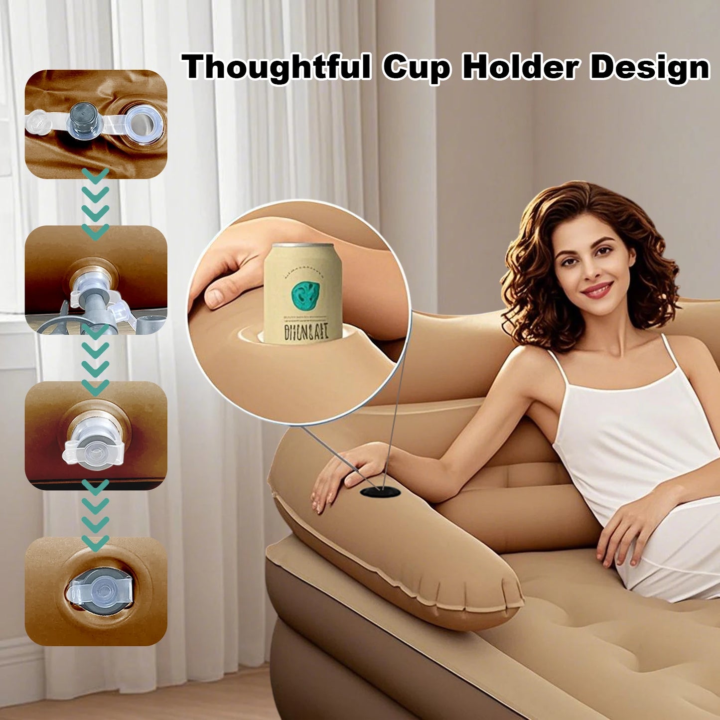 Ljustra Inflatable Queen Air Mattress with Built-in Pump for Camping