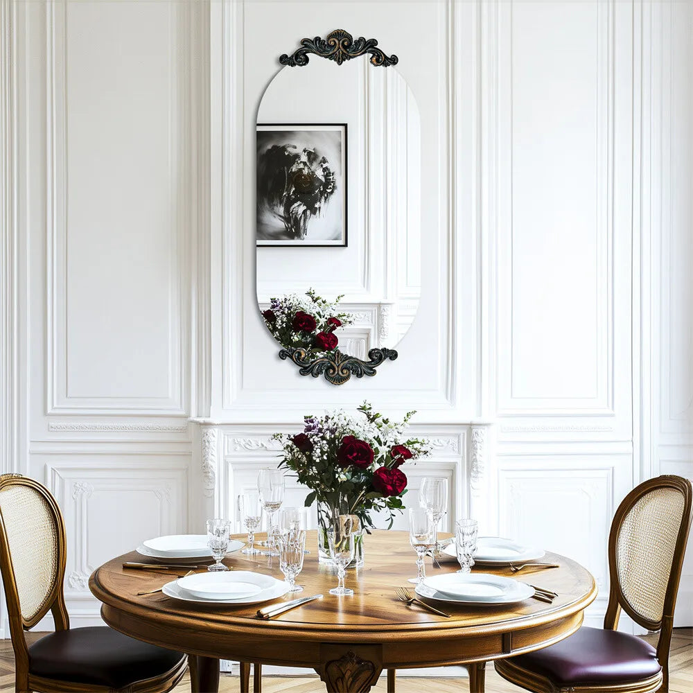 Antique Rustic Oval Wall Mirror for Entryway Bathroom Hallway Decor