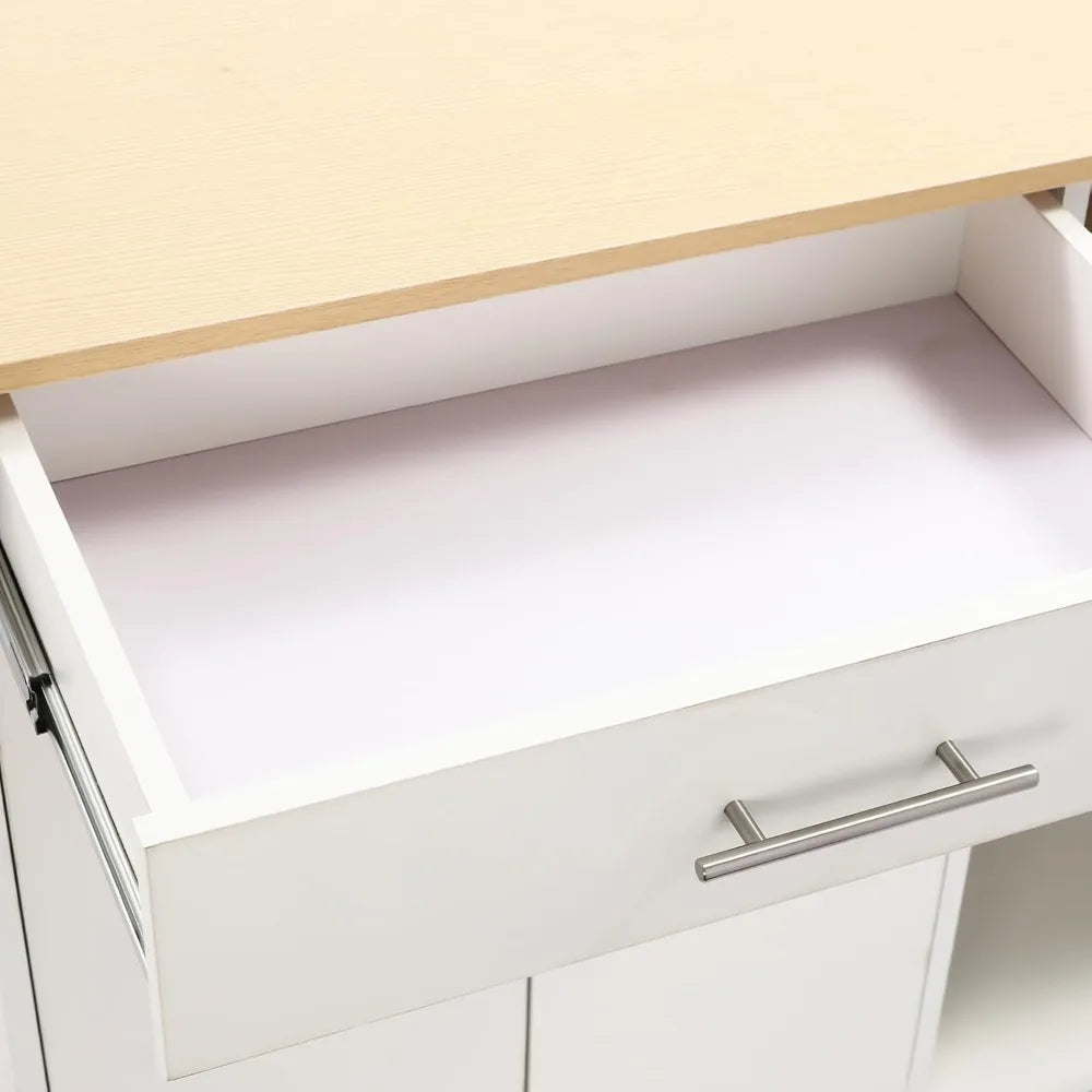 Rolling Kitchen Island Cart with Drawer Multi-functional Trolley Table