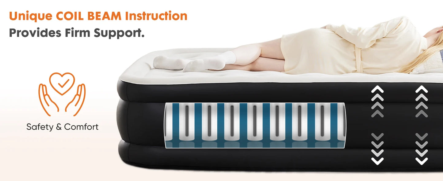 Ljustra Queen Twin Size Air Mattress Double Height Non-Slip 660 lbs