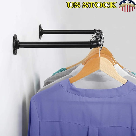 Wall Mounted Heavy Duty Clothes Rack Industrial Metal Space Saver