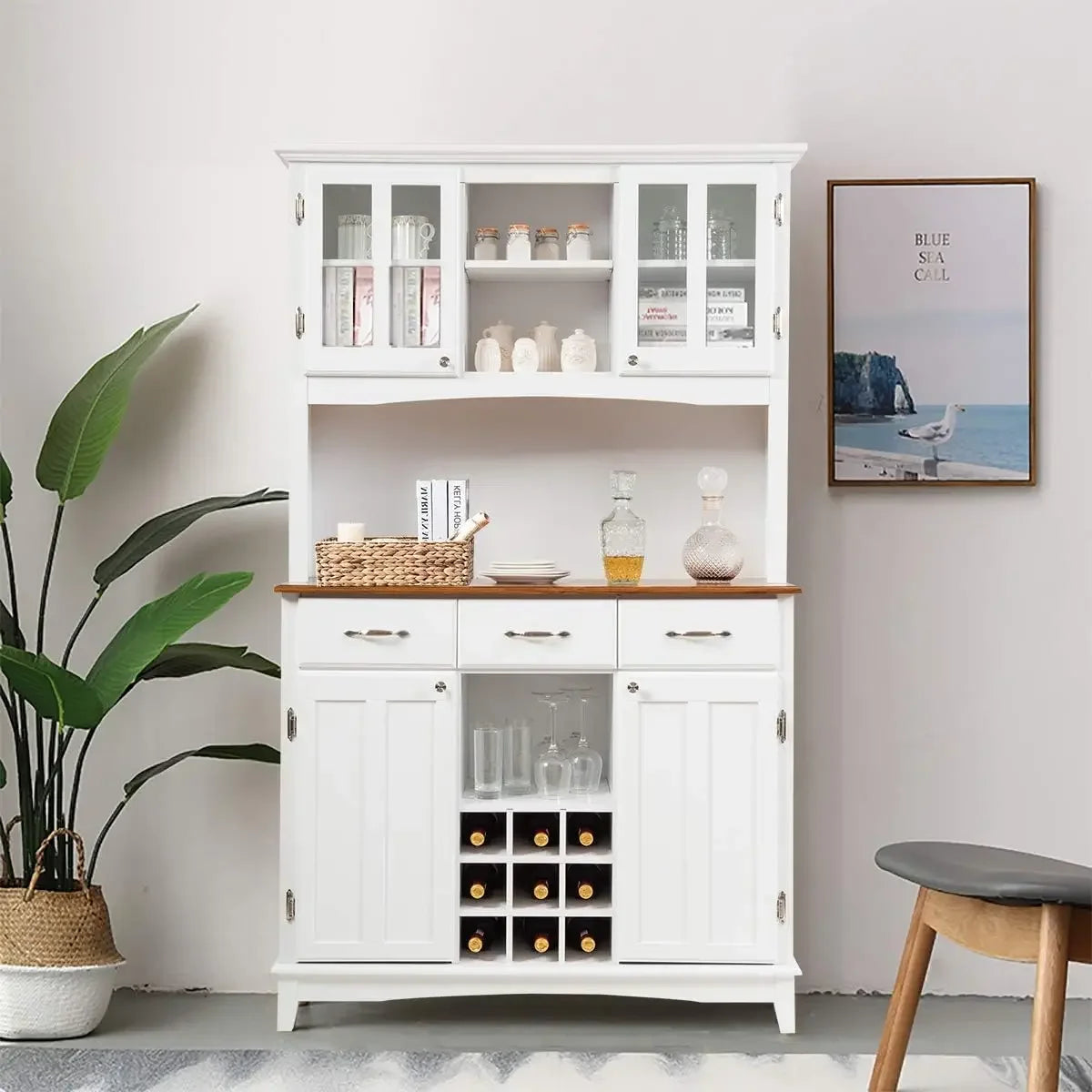 Buffet Hutch Cabinet Kitchen Sideboard Storage Island Wood Server 3 Drawers
