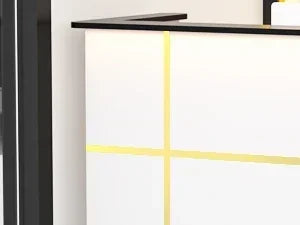 Reception Desk with LED Lights Modern Checkout Counter with Storage Lockers