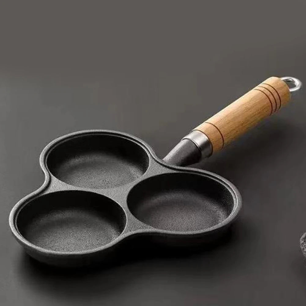 3-Cup Cast Iron Pancake Pan Non Stick Egg Cooker Omelette Breakfast Pan