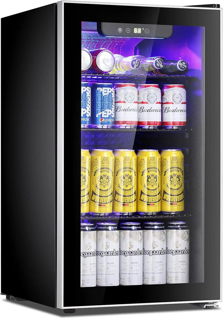 Beverage Refrigerator Cooler 100 Can Mini Fridge Adjustable Glass Door