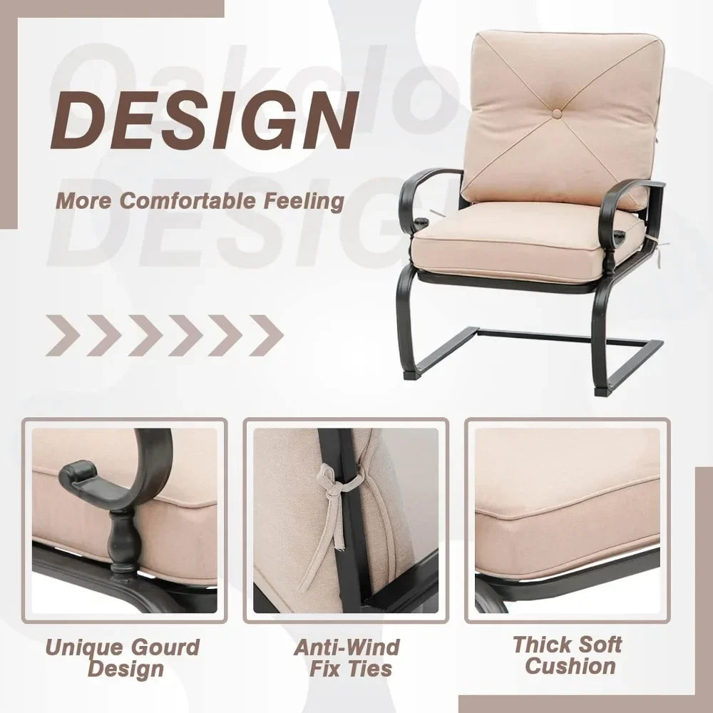 Ljustra Outdoor Bistro Set 3-Piece Cushioned Chairs Table Wrought Iron