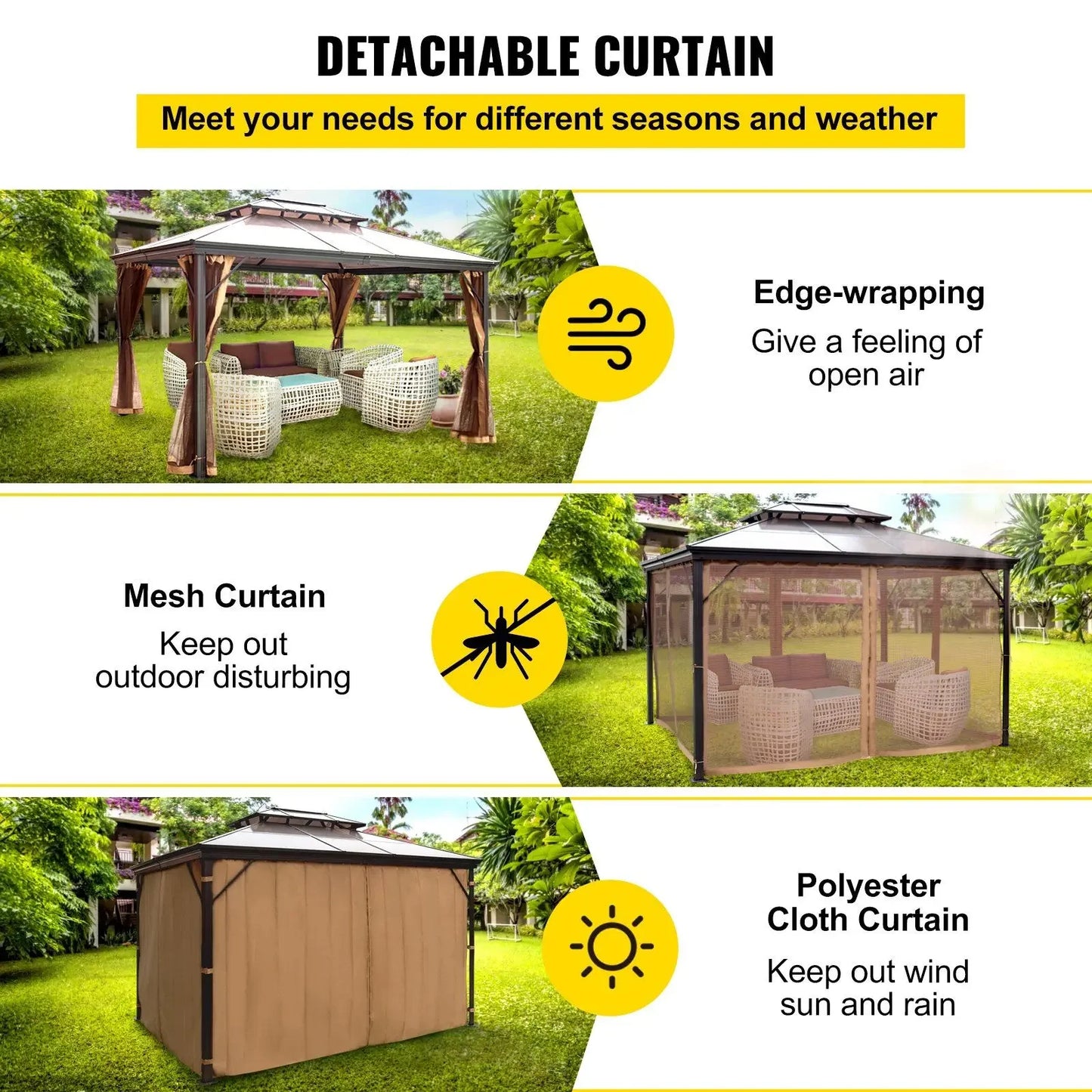 Hardtop Gazebo 10x10 Aluminum Double Tier Roof for Patio Backyard