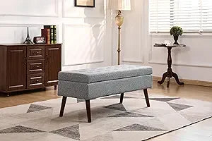 End of Bed Storage Bench Tufted Ottoman Entryway Footstool 43.3 Inch