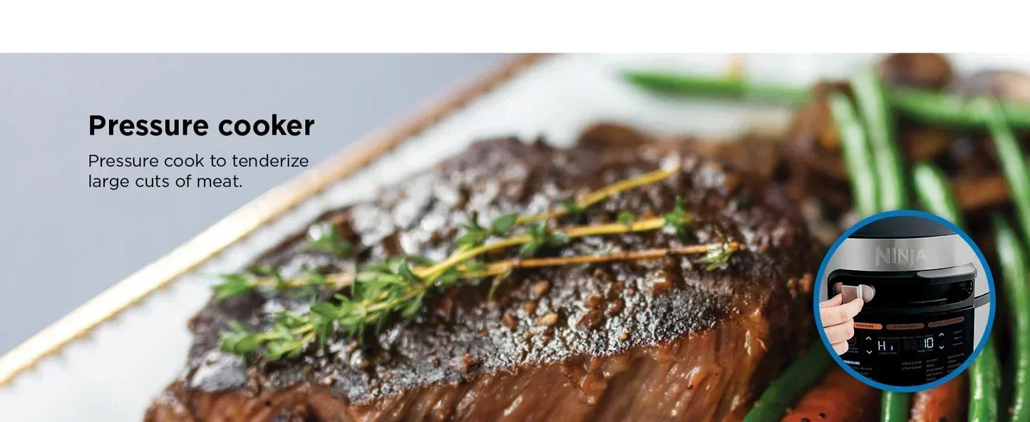 Ninja Foodi 14-in-1 XL 8 Quart Pressure Cooker Steam Fryer SmartLid Thermometer