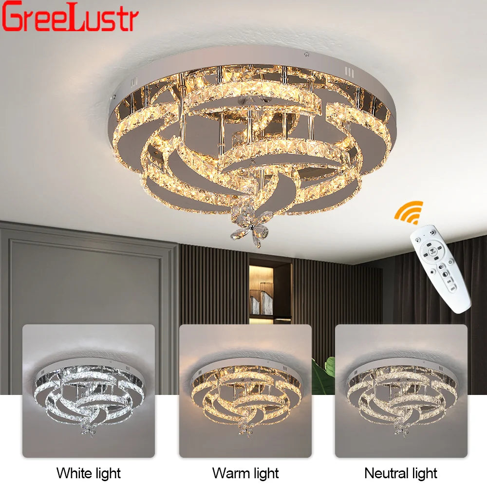 Modern Crystal Drop Chandelier LED Ceiling Light Home Decor