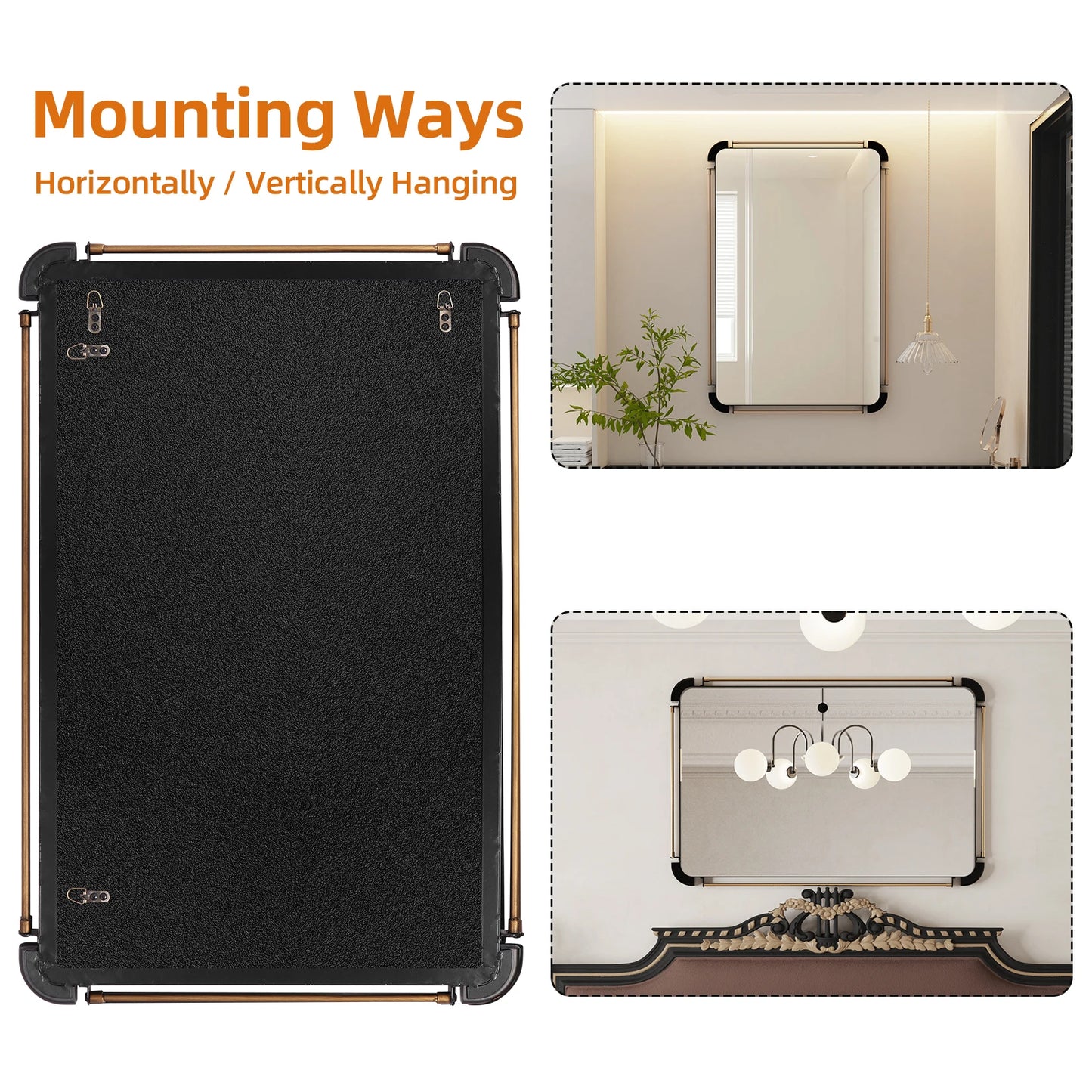 Vintage Wall Mounted Decorative Accent Mirror Industrial Style 90cm