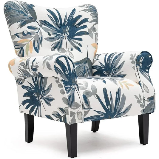 Modern Accent High Back Armchair Upholstered Fabric Living Room Chair