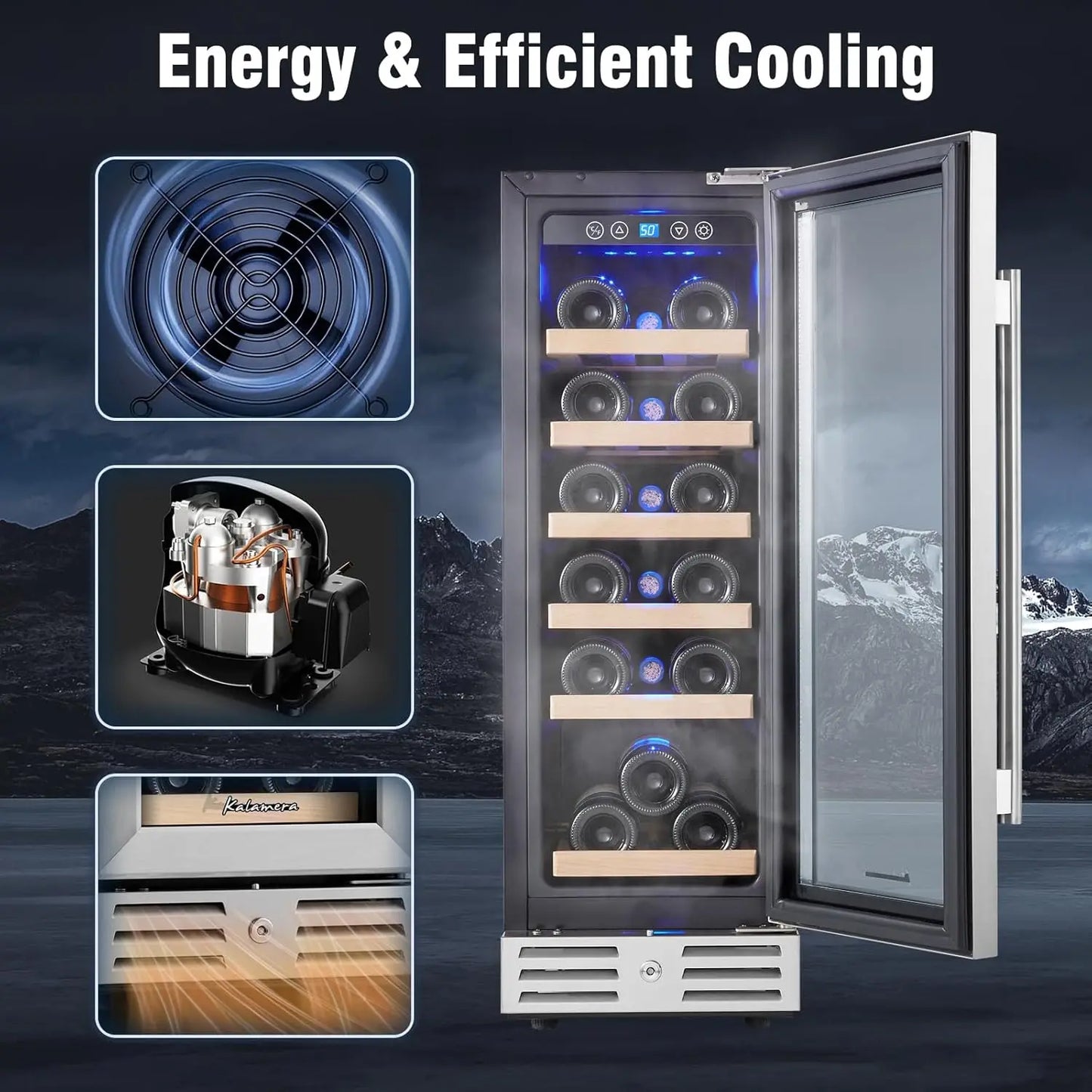 Mini Fridge 18 Bottle Wine Cooler Refrigerator Built-in Freestanding