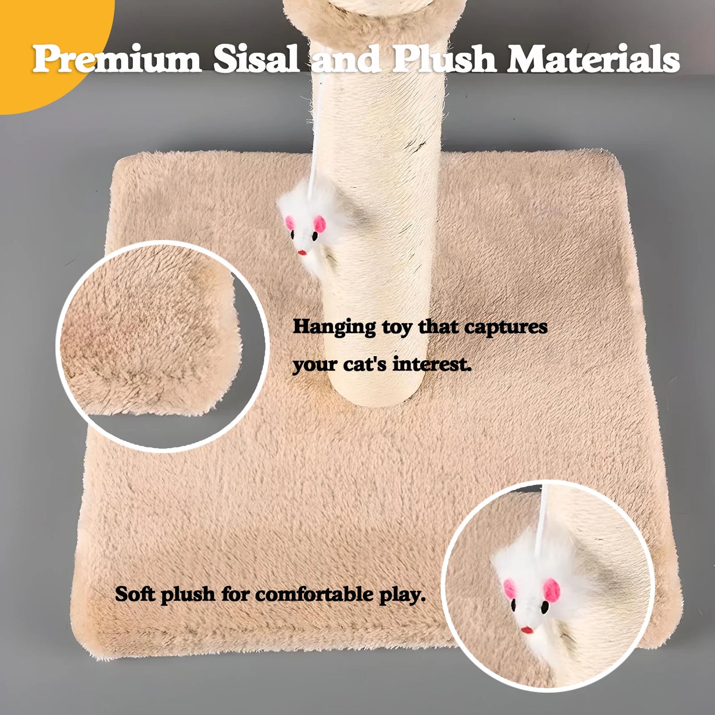 32 Inch Tall Cat Scratching Post with 2 Hanging Balls for Indoor Cats