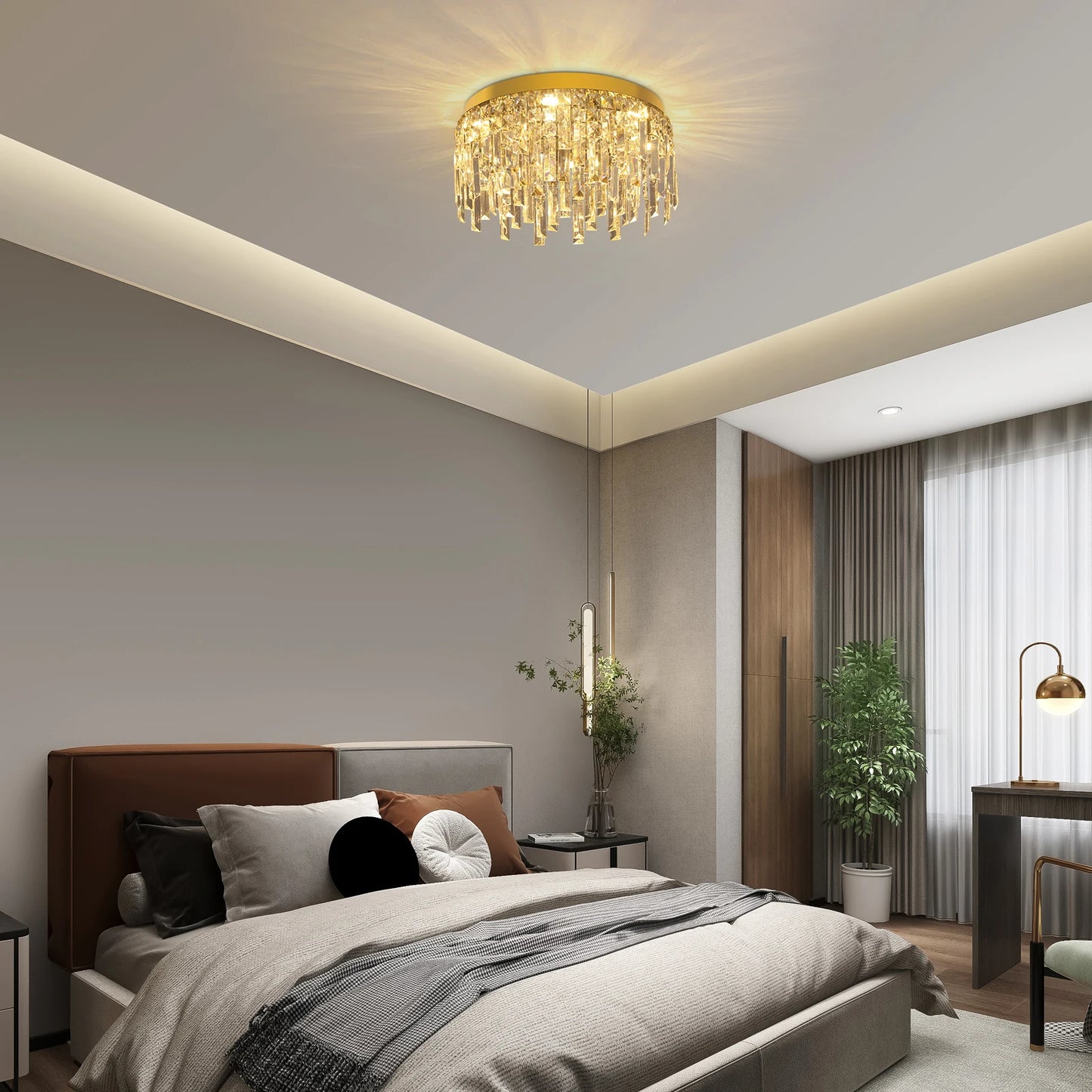 Luxury Crystal Ceiling Lamp Modern Chandelier Nordic Home Decor LED