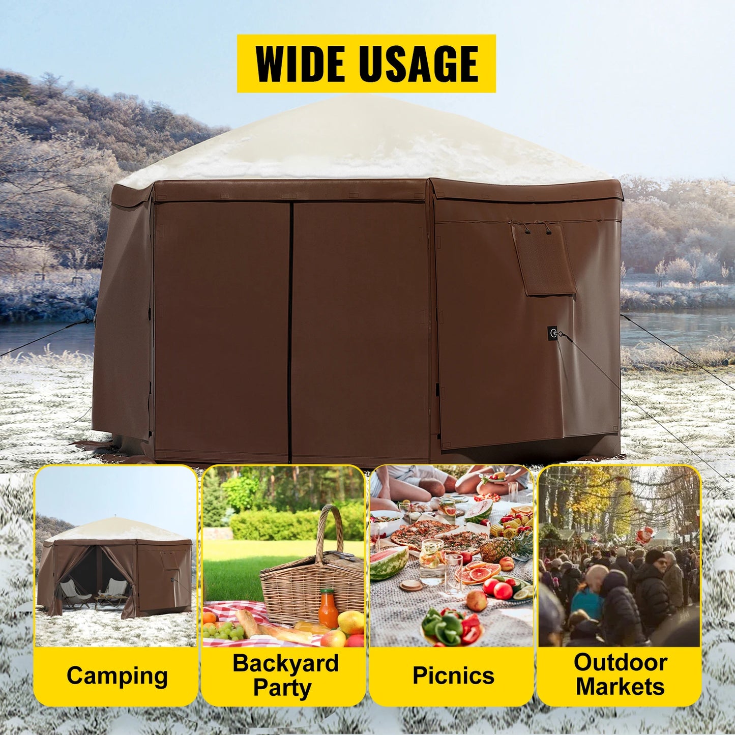 Ljustra Pop-up Camping Gazebo Tent 12' x 12' 10' x 10' Canopy Shelter