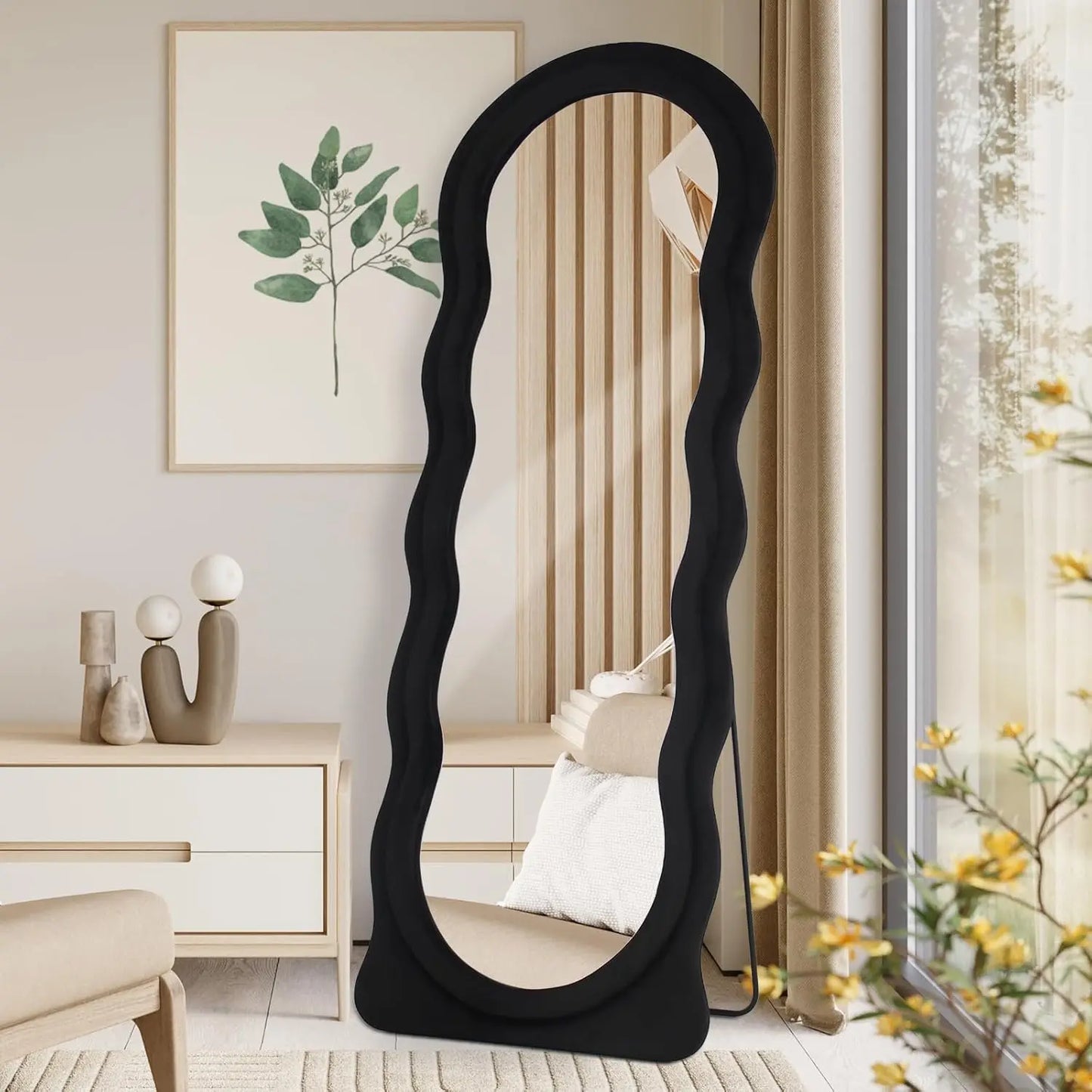 Full Length Arched Wavy Mirror 63"x24" Wall Mounted Floor Standing