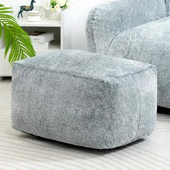 15 Inch Bean Bag Ottoman Pouf Memory Foam Footstool Accent Stool