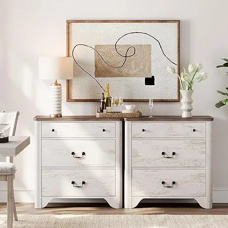 31.5" Wide End Tables Set of 2 Nightstand Large Storage Farmhouse Style