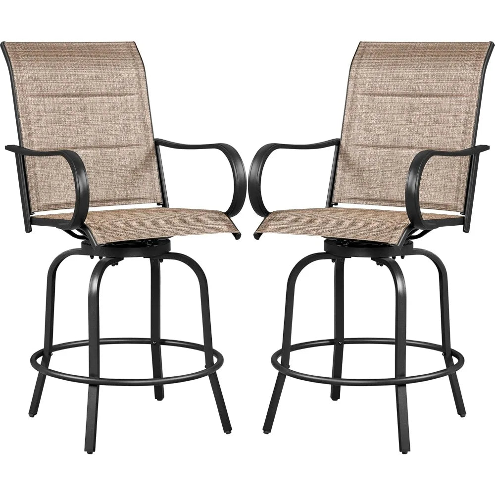 Ljustra 2 Piece Patio Swivel Bar Stools Outdoor Bistro Chairs High Back