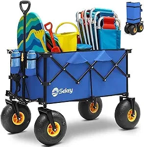 Heavy Duty Beach Wagon 440lb Capacity Oversized Foldable Cart