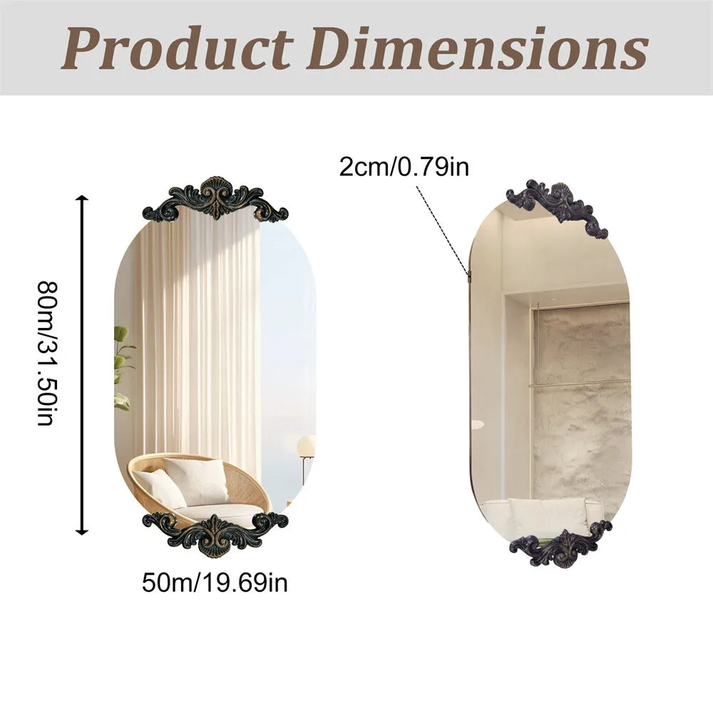 Antique Rustic Oval Wall Mirror for Entryway Bathroom Hallway Decor