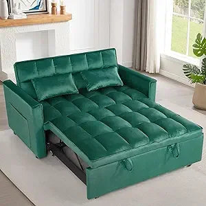 3-in-1 Convertible Sleeper Loveseat Sofa Bed Plush Pull-Out Futon w/ Storage