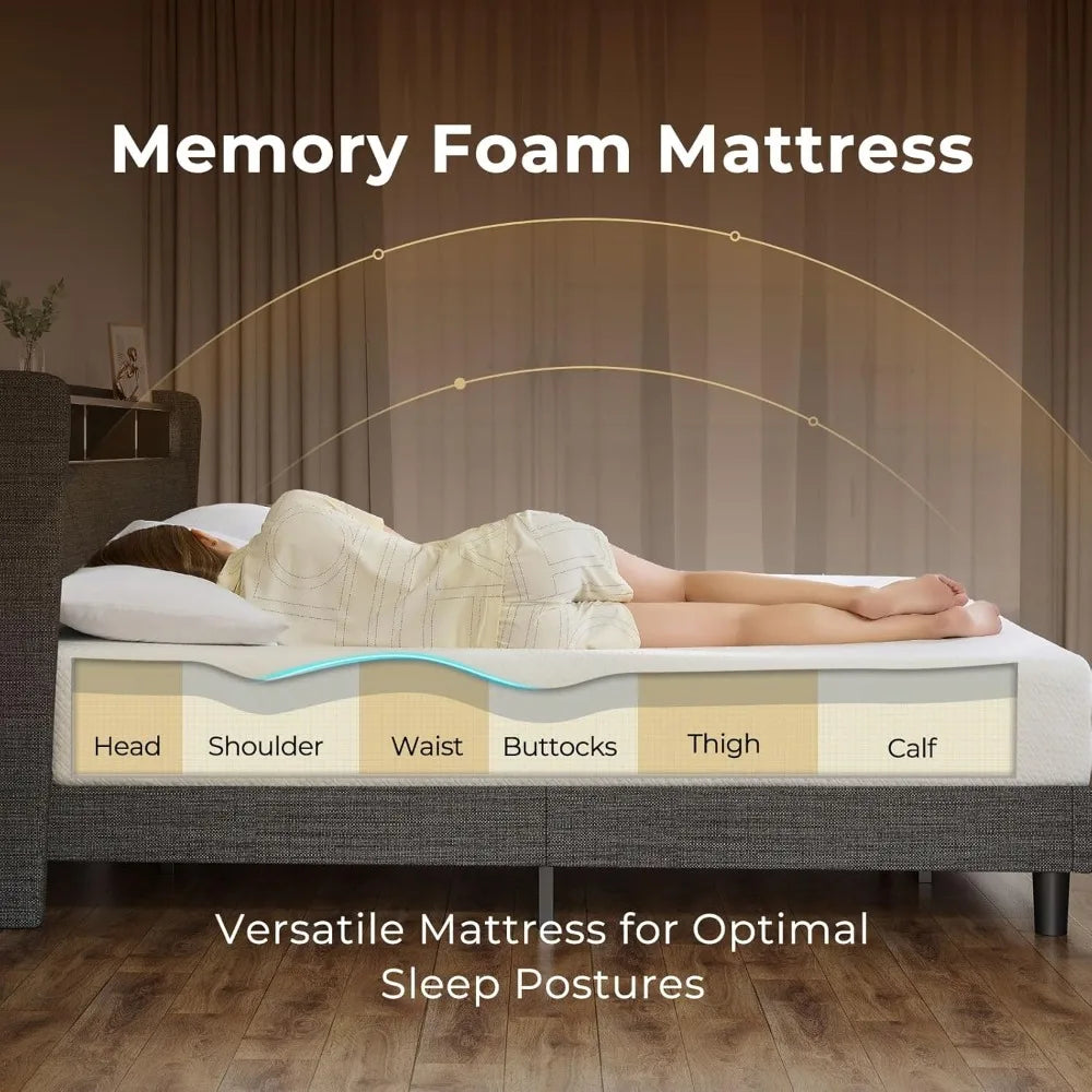 Ljustra Twin Gel Memory Foam Mattress with Waterproof Protector 8 Inch