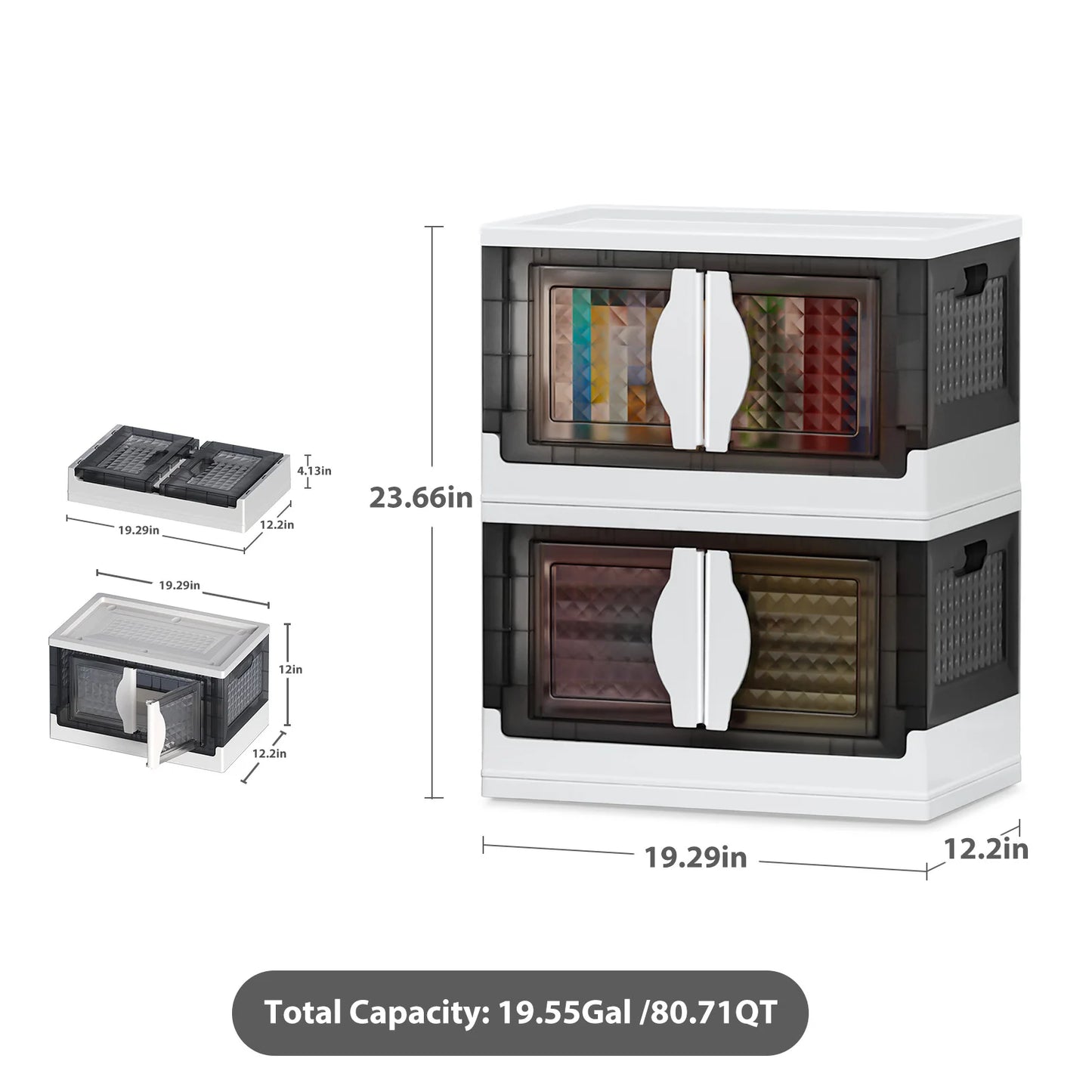 Stackable Wheeled Storage Bins Organizer for Clothing Shoes Home Office