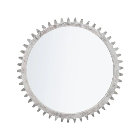 Modern Hanging Mirror Round Decorative Gear Shape for Entryway Bath