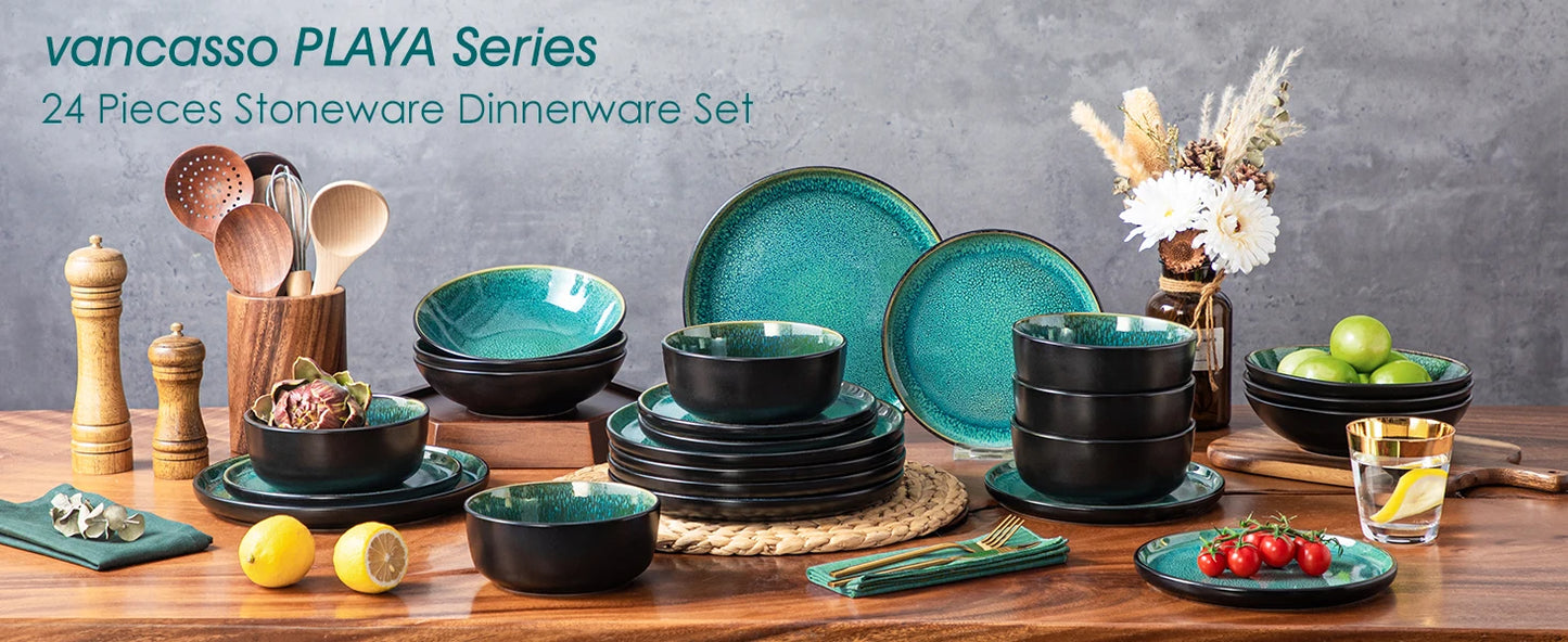 Ljustra 24 Piece Dinnerware Set for 6 Eco-Friendly Ceramic Dishes